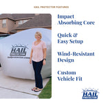 HailProtector mobile app showing hail forecast alerts and remote one-touch inflate controls