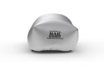 HailProtector portable hail protection system front view showing inflated cover on vehicle