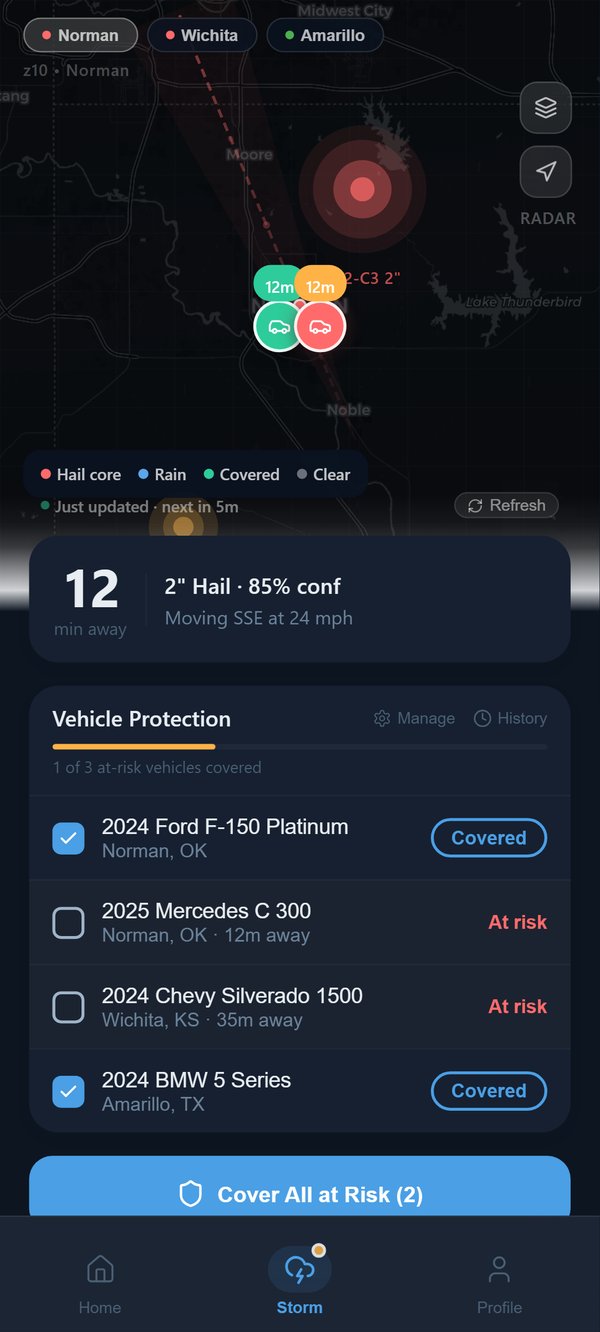 Vehicle protection status with at-risk vehicles highlighted